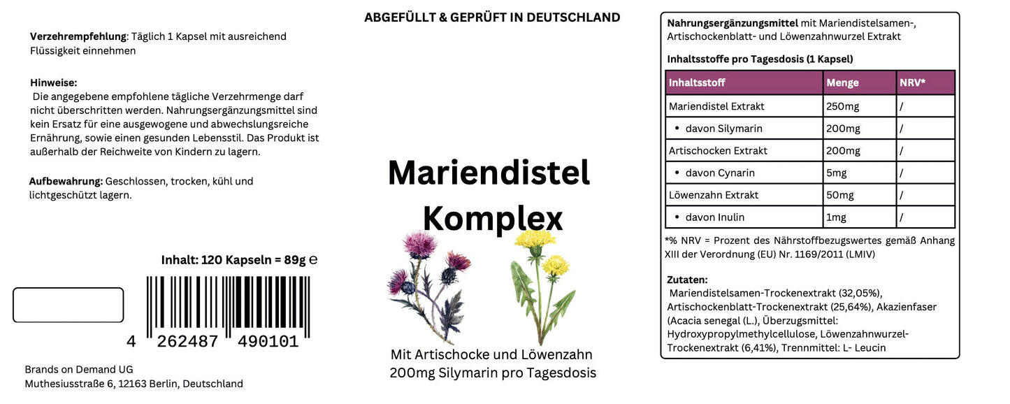 Mariendistel Artischocke Löwenzahn Komplex