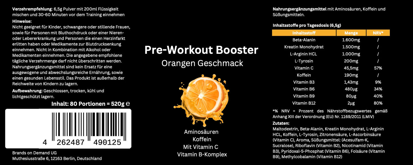 Pre-Workout Booster - Geschmack: Orange