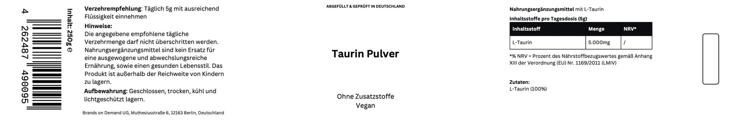 Taurin Pulver - 250g