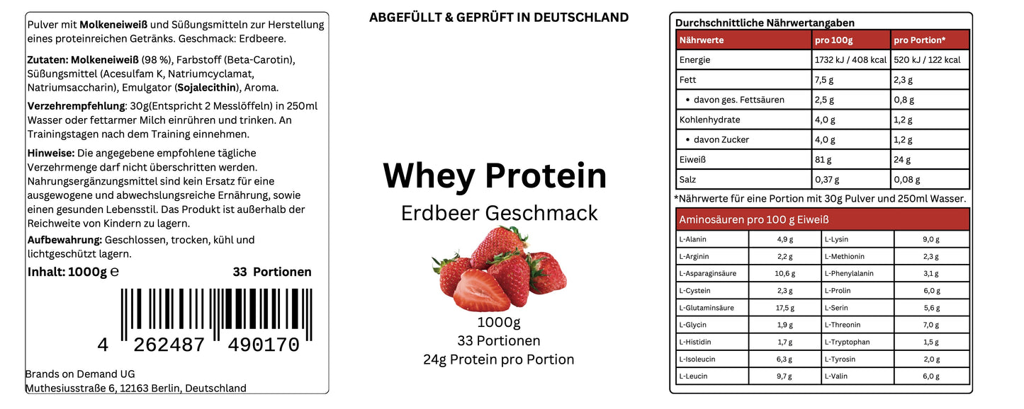 Premium Whey - Geschmack: Erdbeere